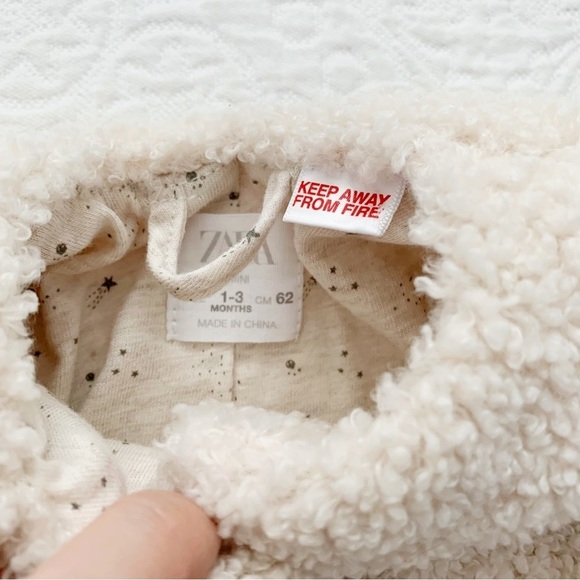 Zara Girl's Teddy‎ Fleece Coat (1-3 Months) - Picture 4 of 4